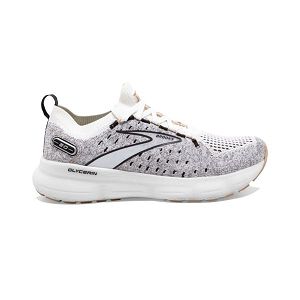 Brooks Glycerin StealthFit 20 Road Running Shoes - Womens, White/Black/Grey | IE-FLD983241